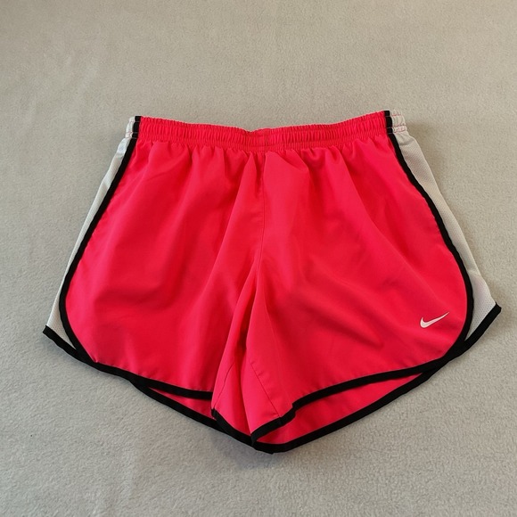 Nike Dri Fit Running Shorts Womens XL Pink White Black Drawstring Athletic - Picture 1 of 8